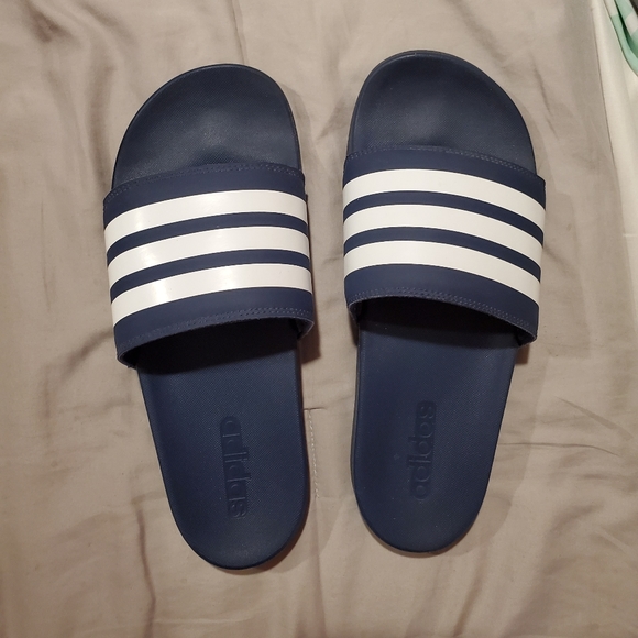 navy adidas slides